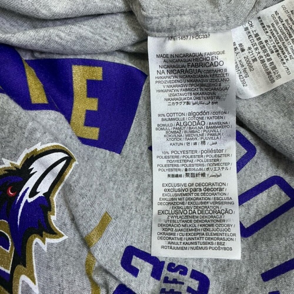 Baltimore Ravens T-Shirt Crew Neck Short Sleeve Gray T-Shirt Unisex Mens Large - Picture 8 of 16
